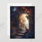 Carte Postale Chat Dans Magical Alley Imaginaire Art (Devant / Derrière)