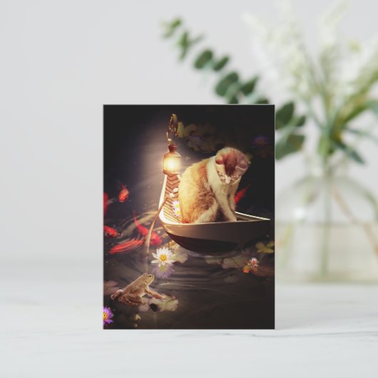 Carte Postale Chat dans un bateau (Debout devant)