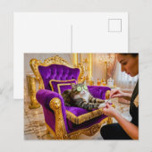 Carte Postale Chat dans un fauteuil de spa de luxe (Devant / Derrière)