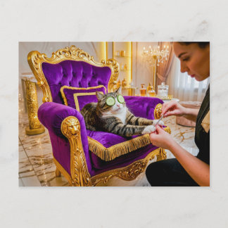 Carte Postale Chat dans un fauteuil de spa de luxe