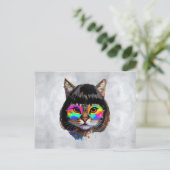 Carte Postale Chat dans une perruque + Lunettes de soleil (Peint (Debout devant)