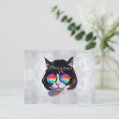Carte Postale Chat dans une perruque + Lunettes de soleil (Peint (Debout devant)