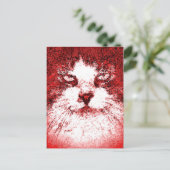 Carte Postale Chat d'Art Pop Moderne Rouge (Debout devant)