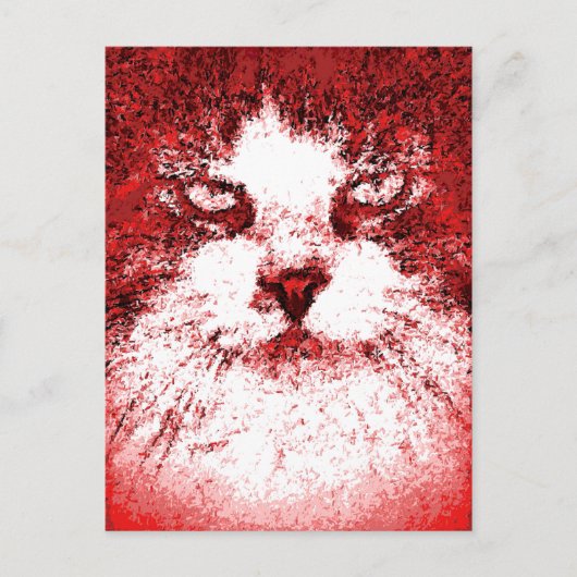 Carte Postale Chat d'Art Pop Moderne Rouge (Devant)