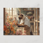 Carte Postale Chat d'automne aux fleurs - Saison d'automne (Devant)