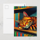 Carte Postale Chat de bande dessinée endormi style mignon (Devant / Derrière)