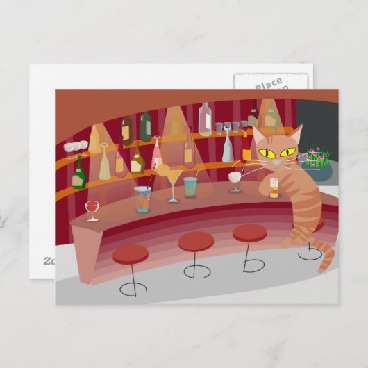 Carte Postale Chat de bar (Devant / Derrière)