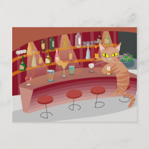 Carte Postale Chat de bar