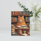 carte postale chat de bibliothèque #1 (Debout devant)