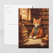 carte postale chat de bibliothèque #2 (Devant / Derrière)