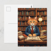 carte postale chat de bibliothèque #3 (Devant / Derrière)