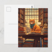 carte postale chat de bibliothèque #4 (Devant / Derrière)