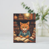 carte postale chat de bibliothèque #5 (Debout devant)
