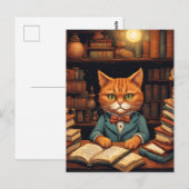carte postale chat de bibliothèque #5 (Devant / Derrière)