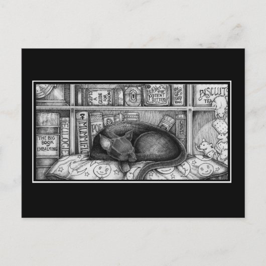 Carte Postale Chat de bibliothèque victorienne (Devant)