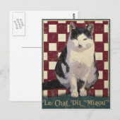 Carte Postale Chat de bistro vintage (Devant / Derrière)
