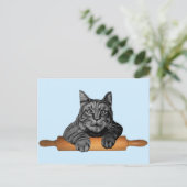 Carte Postale chat de boulanger drôle (Debout devant)