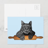 Carte Postale chat de boulanger drôle (Devant / Derrière)