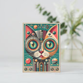 Carte Postale Chat de circuit rétro-futuriste du milieu du siècl (Debout devant)