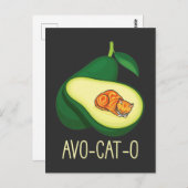 Carte Postale Chat de couchage Avocado Cute Vegetty Animal Pun (Devant / Derrière)