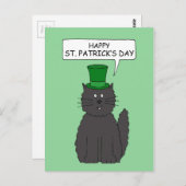 Carte Postale Chat de dessin animé de la Saint Patrick dans un C (Devant / Derrière)