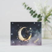 Carte Postale Chat de dessin animé mignon sur la lune (Debout devant)