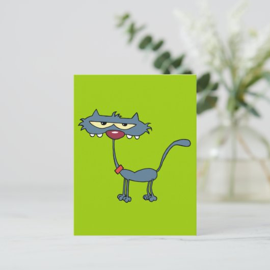Carte Postale Chat de dessin gris (Debout devant)