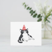 Carte Postale Chat de fête - Choisissez la couleur de fond (Debout devant)