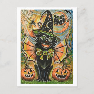 Carte Postale Chat de fête d'Halloween