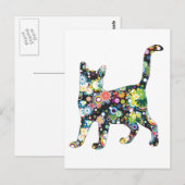 CARTE POSTALE CHAT DE FLEURS (Devant / Derrière)