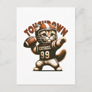 Carte Postale Chat de football américain - Touchdown Purrfection