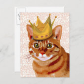 Carte Postale Chat de gingembre avec Portrait de Couronne (Devant / Derrière)