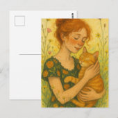 Carte Postale Chat de gingembre Maman Orange Tabby Chats (Devant / Derrière)
