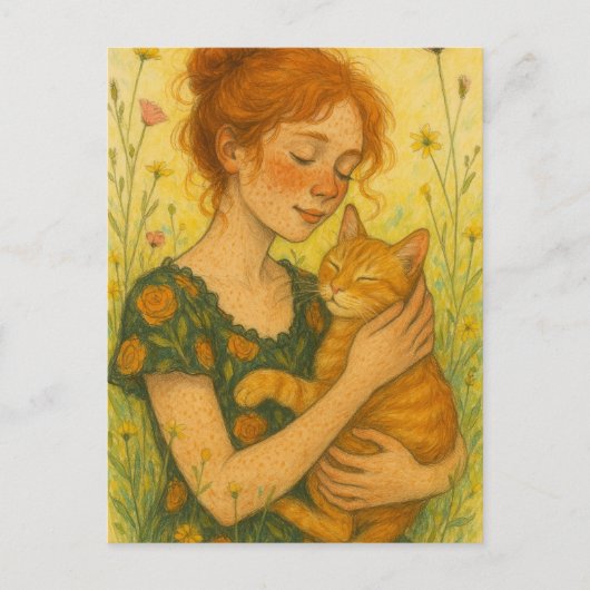 Carte Postale Chat de gingembre Maman Orange Tabby Chats (Devant)