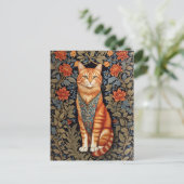Carte Postale Chat de gingembre William Morris Inspiré Floral (Debout devant)