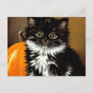 Carte Postale Chat de Halloween noir et blanc vintage