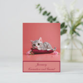 Carte Postale Chat de janvier mignon avec oeillets (Debout devant)