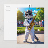 Carte Postale Chat de Jazz Cool (Devant / Derrière)