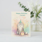 Carte Postale Chat de joyeux anniversaire à poil long – Chat au  (Debout devant)
