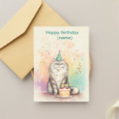 Carte Postale Chat de joyeux anniversaire à poil long – Chat ave