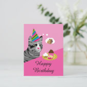 Carte Postale Chat de joyeux anniversaire avec des petits (Debout devant)