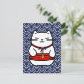 Carte Postale Chat de la chance japonais ou Maneki-Neko (Debout devant)