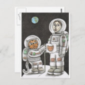 Carte Postale 'Chat de lune' (Devant / Derrière)