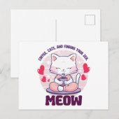 Carte Postale Chat de méditation - Chat kawaii (Devant / Derrière)