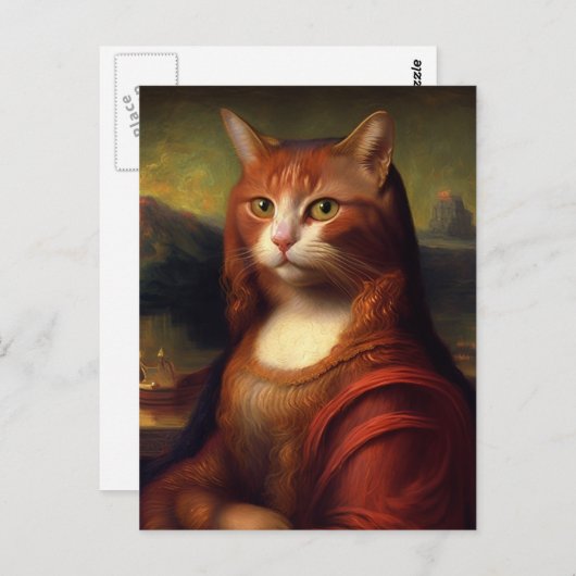 Carte Postale Chat de Mona Lisa (Devant / Derrière)