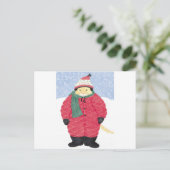 CARTE POSTALE CHAT DE NEIGE (Debout devant)