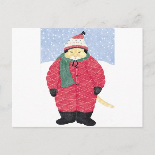 CARTE POSTALE CHAT DE NEIGE (Devant)