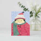 CARTE POSTALE CHAT DE NEIGE (Debout devant)