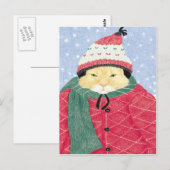 CARTE POSTALE CHAT DE NEIGE (Devant / Derrière)