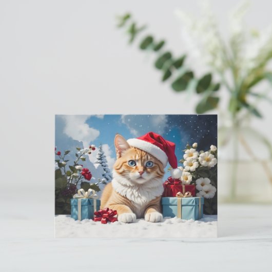 Carte Postale chat de noël (Debout devant)